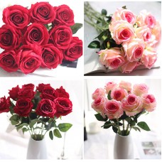 Artificial Fake Roses Flannel Flower Bridal Bouquet Wedding Party Home Decor   153140009429
